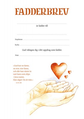 Fadderbrev – hjärta i hand 1