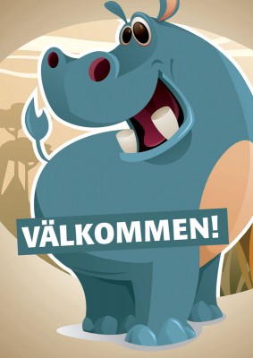 Vykort, flodhäst 1
